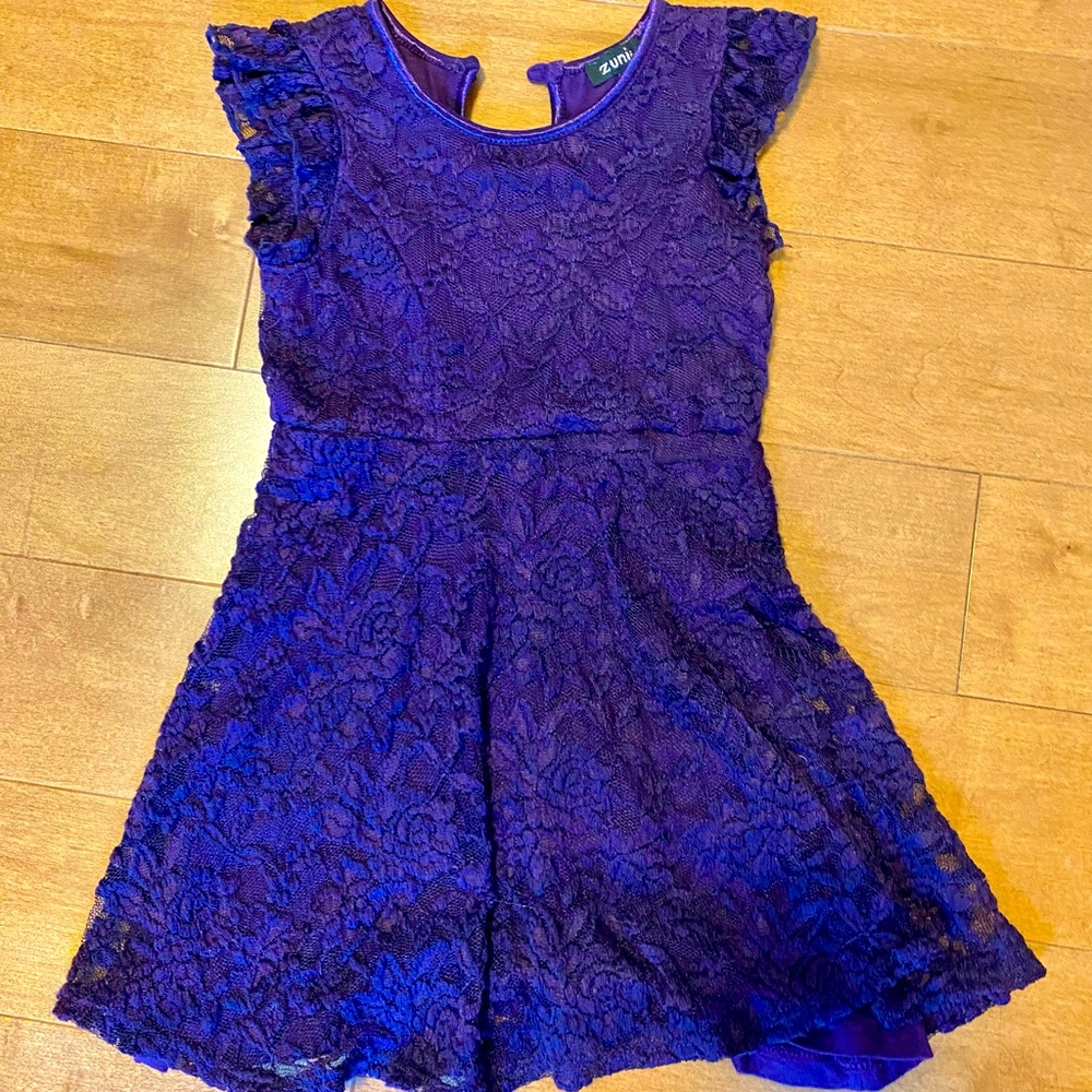 Girls’ Royal Purple Cap Sleeve A-Line Dress